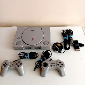 Sony PlayStation 1 Console PS1 w/Two Controllers, Tested & Working!